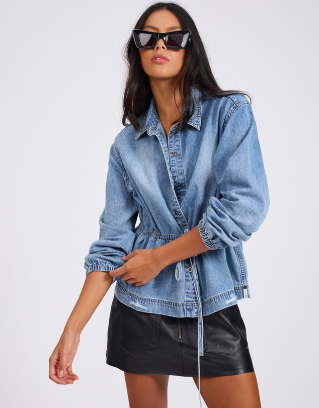 ONE TEASPOON - Drawstring Denim Shirt - Washed Blue