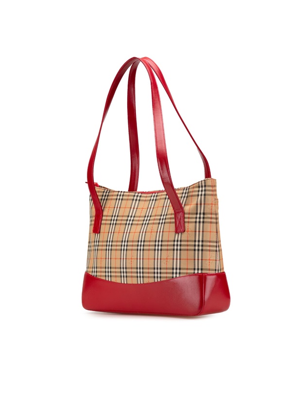 Pre-Loved by Azura Reborn - Pre-Loved burberry Checked Tote Bag with Leather Trim