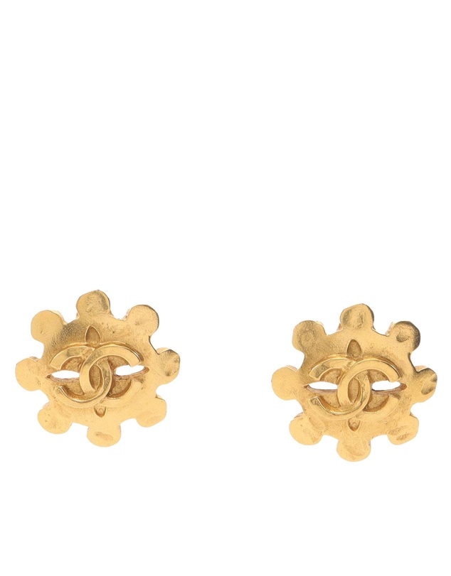 Pre-Loved by Azura Reborn - Pre-Loved Gold Plated CC Floral Clip On Earrings