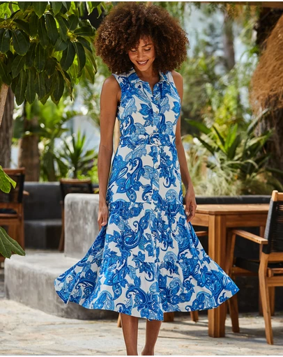 Sosandar - Paisley Print Midi Shirt Dress With Belt