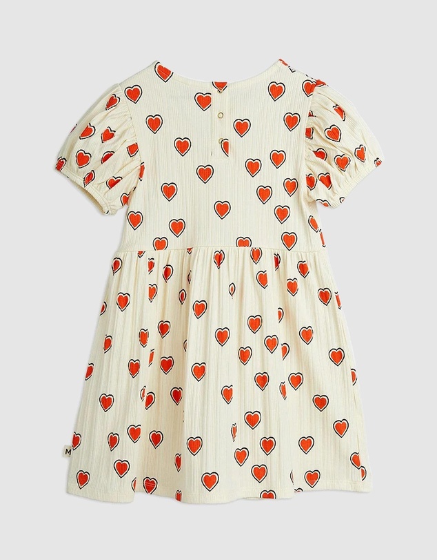 Mini Rodini - Outlined Hearts AOP Short Sleeve Dress - Kids-Teens