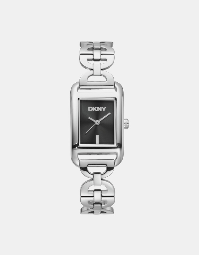 DKNY - Open Link Silver 21x34mm Black Dial Womens Watch