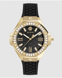 Philipp Plein - Plein Lady Royal - Gold-tone 39mm Black dial with baguette-cut crystals