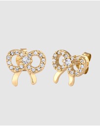 Elli Jewelry - Earrings Stud Crystal Bow 925 Sterling Silver Gold-Plated