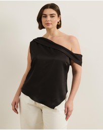 Atmos&Here Curvy - Eriselle Off Shoulder Satin Top