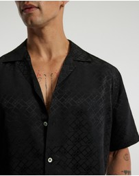 Calibre - Monogram Silk Short Sleeved Shirt Black