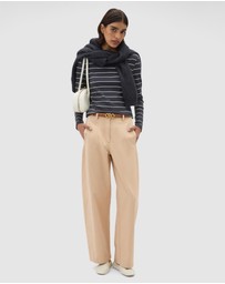 Oroton - Eve Fine Rib LS Stripe Tee