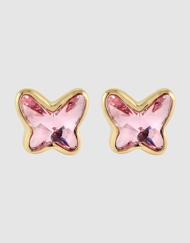 Elli Jewelry - Crystal Butterfly Stud Earrings in Gold-Plated 925 Silver