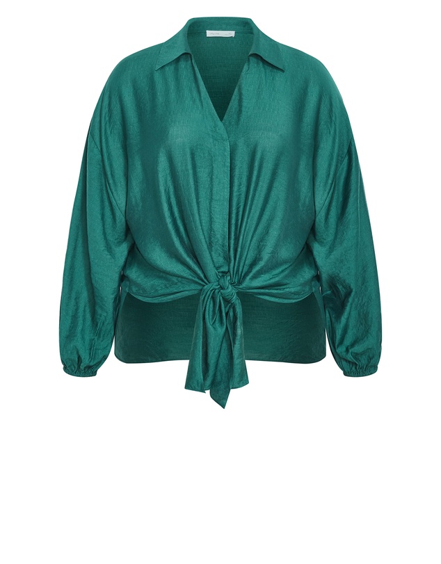 City Chic - Plus size Rosie Long Sleeve Shirt - jade
