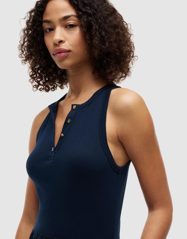 Tommy Hilfiger - Gold-Tone Button Sleeveless Maxi Dress