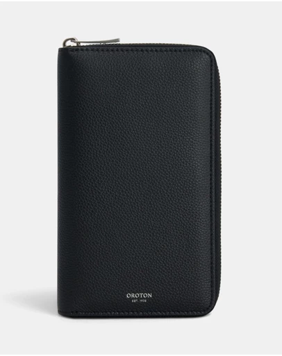Oroton - Oscar Travel Zip Wallet Pebble