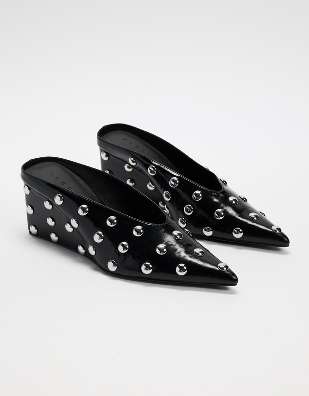 AERE - Studded Leather Wedge Pumps