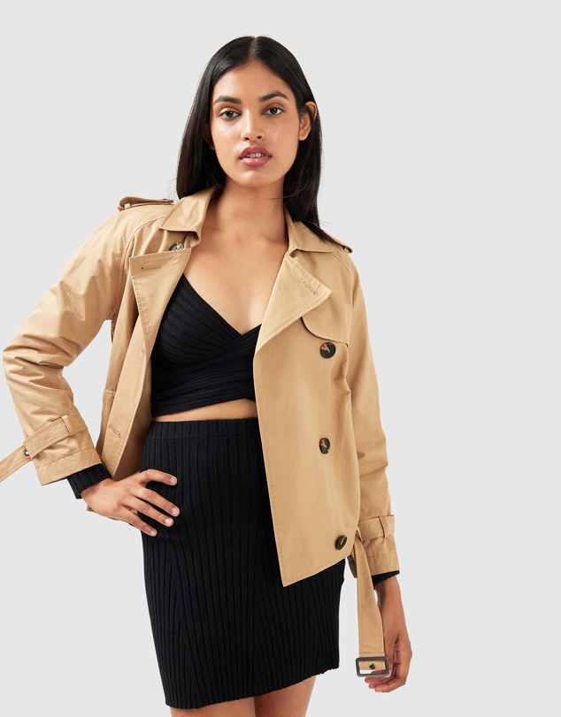 Belle & Bloom - Cool Nights Cropped Trench Coat