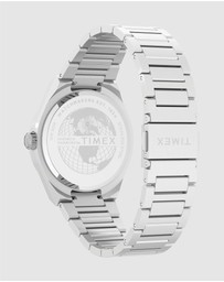 TIMEX - Q Timex® Continental Day and Date 39mm Stainless Steel Bracelet Watch