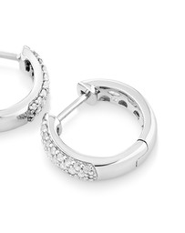 Michael Hill - Huggie Earrings With 1/4 Carat TW Of Diamonds In 10kt White Gold