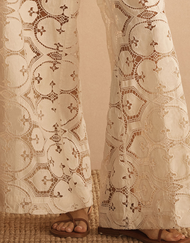 AUR OCEA - Lace Gathered Wide Leg Pants