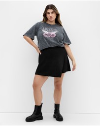 City Chic - Plus size Ryan Arizona Print Tee - grey wash