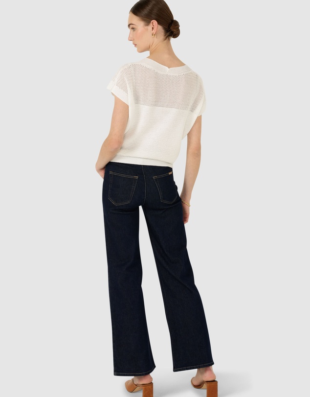 SACHA DRAKE - V Neck Mesh Knit Top