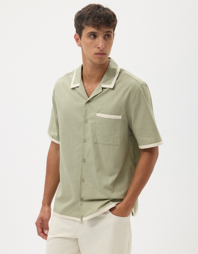 AERE - Linen Blend Contrast Shirt