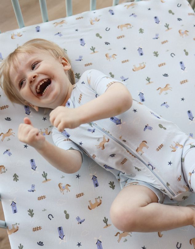 Kynd Baby - Fitted Cot Sheet in Country Blue