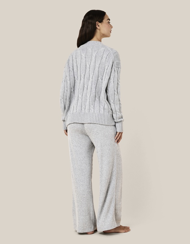 Papinelle - Cotton Cashmere Cable V- Neck Jumper