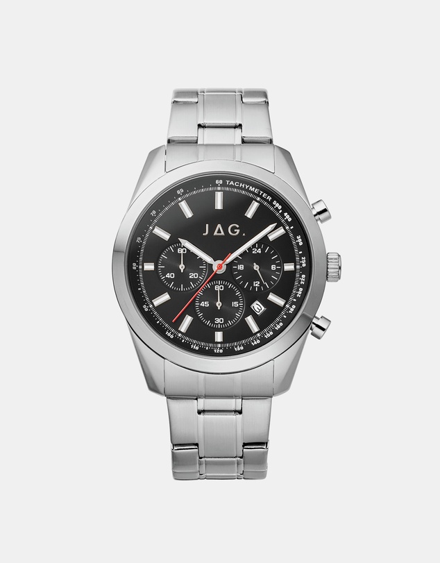 Jag - Rhys Mens Black Dial 43mm Silver Watch