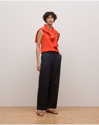 Trenery - Australian Cotton Blend Denim Tailored Pant in Blue Black