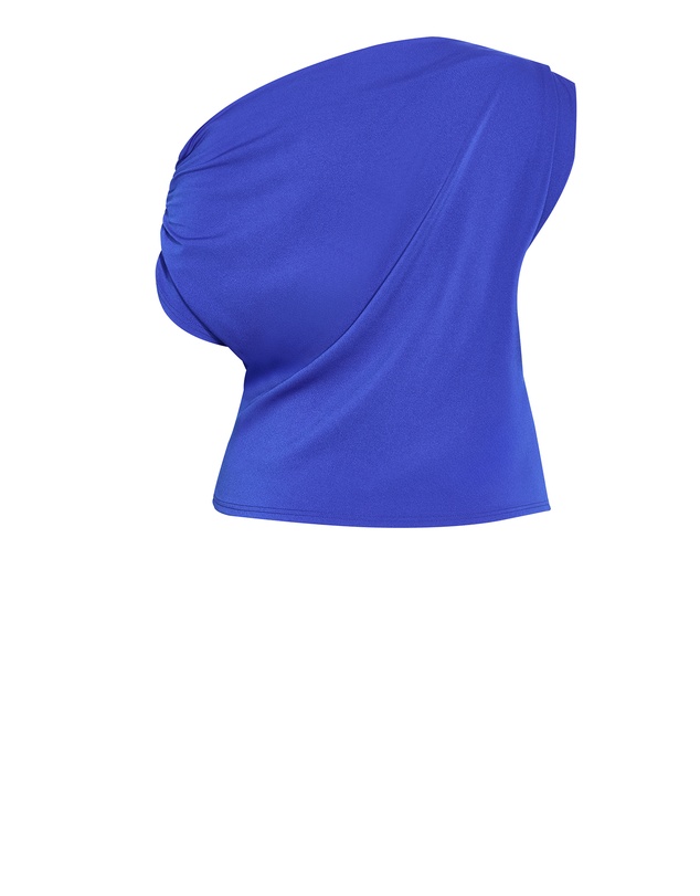 City Chic - Plus size Imani Off Shoulder Top - ocean blue