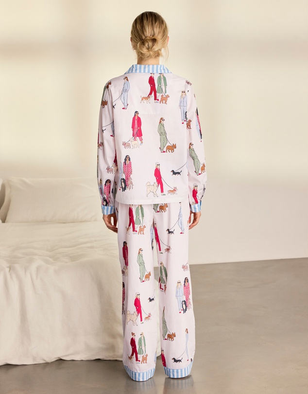 Chelsea Peers - Organic Cotton Ladies Walking Dogs Long Pyjama Set
