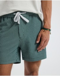 Calibre - Striped Seersucker Knit Shorts Sea Green