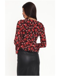 Petal & Pup - Aveline Chiffon Ruffle Front Top - Brown Floral