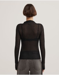 Witchery - Textured Mesh Long Sleeve Top