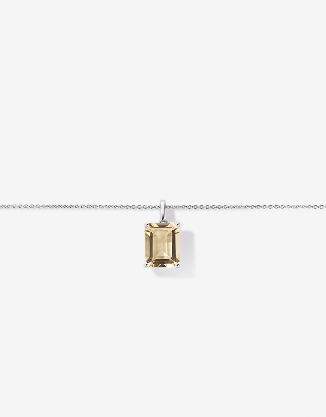Michael Hill - Emerald Cut Soft Champagne Citrine Pendant with Chain in Sterling Silver