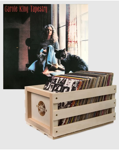 Sony Music - Crosley Record Storage Crate & Carole King Tapestry Vinyl Album Bundle