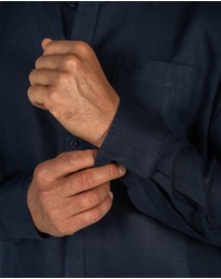 Coast Clothing - Long Sleeve Linen Shirt in Navy Blue