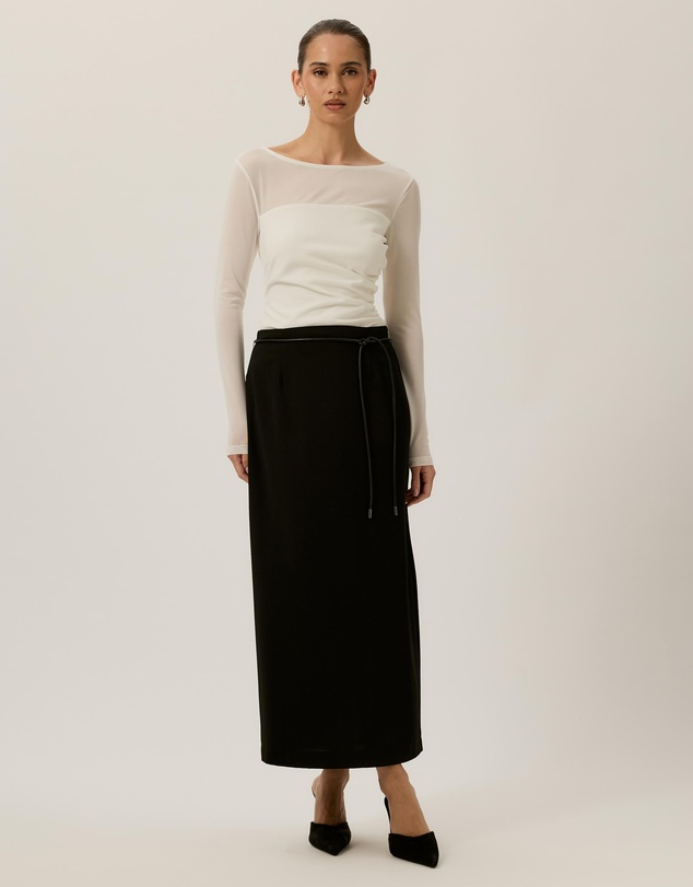 Tussah - Amelia Sheer Panel Gathered Long Sleeve Top