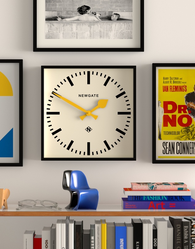Newgate - Newgate Number Five Wall Clock Black Yellow Hands