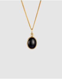 Elli Jewelry - Necklace Onyx 925 Sterling Silver Gold-Plated