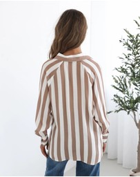 Esther & Co - Alayah Shirt - Brown Stripe