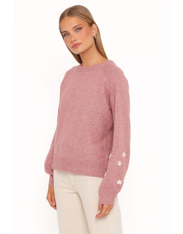 Petal & Pup - Fleming Flower Applique Sweater - Rose