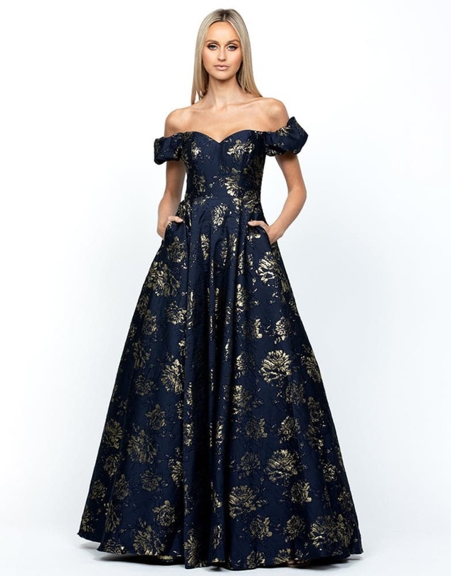 Bariano - Sandy Sweetheart Off Shoulder Gown