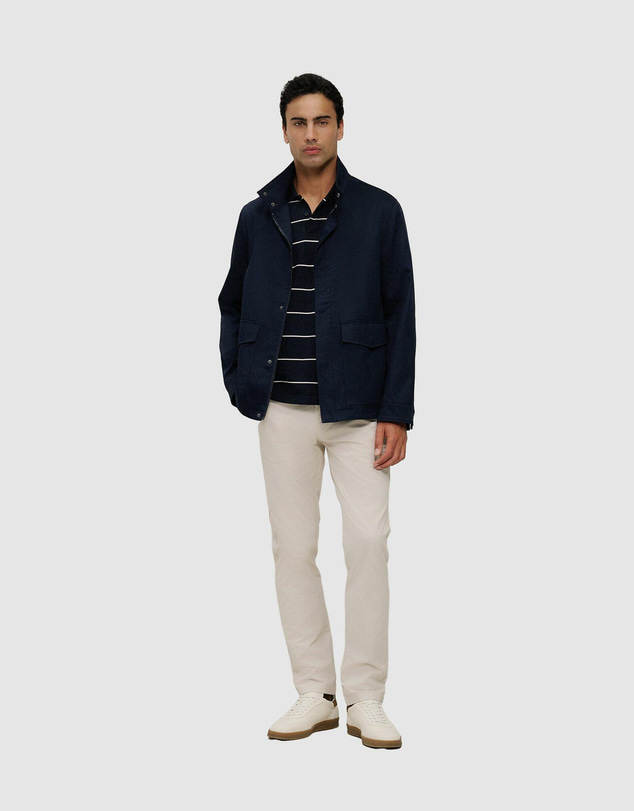 Trenery - Pique Stripe Monogram Polo