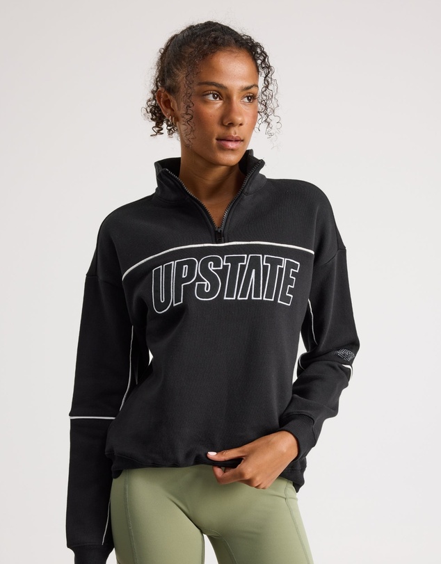 Upstate - Half Zip Panelled Crew - Black Piping