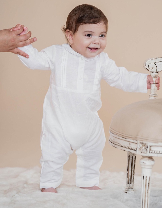 Bebe by Minihaha - Dressy LS Linen Blend Romper - Babies