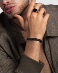 Nialaya Jewellery - Total Black Woven 8mm Box Chain Bracelet