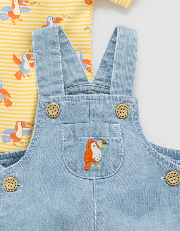 Purebaby - Denim Overall Set -Kids-Babies