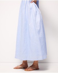 AERE - Liv Linen Gathered Neckline Midi Dress