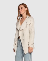 Belle & Bloom - Bad Girl Wool Blend Moto Coat - Oat Marle