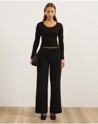 Atmos&Here - Wool Blend Henley Long Sleeve Top