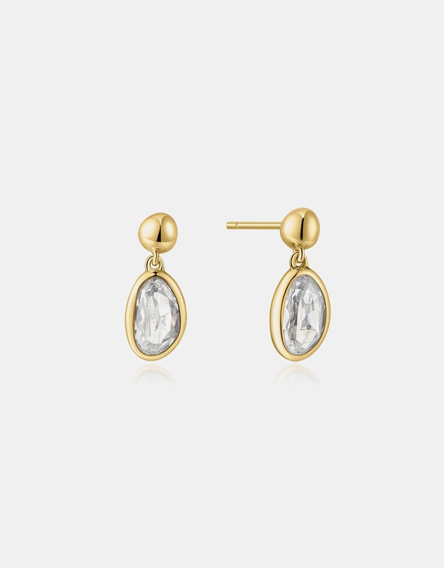 Ania Haie - Gold Bezel Organic Pebble Dangle Stud Earrings